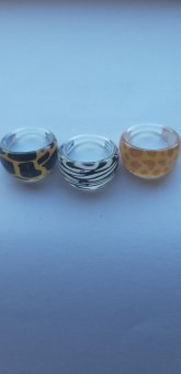 Set 3 inele nuante alb-negru-galben