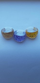 Set 3 inele nuante albastru-galben-maro