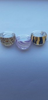 Set 3 inele nuante negru-galben-mov