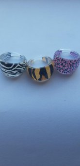 Set 3 inele nuante negru-galben-roz