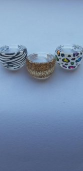 Set 3 inele nuante negru-maro-alb